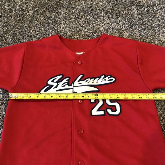 Mark McGwire 25 Cardinals Baseball Jersey Youth Large Unisex Button Front Red - Picture 6 of 12